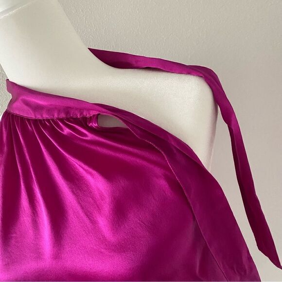 Kersh Hot Pink Halter Top Barbie Mock Turtleneck Side Bowtie SZ S - Picture 7 of 13